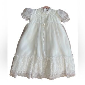 Sears made in USA‎ Vintage baby girls 12 months 4 piece pure white dress set